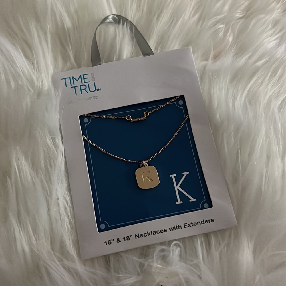 NWT  Women's Initial Letter "K" Necklace Set, 2-Piece